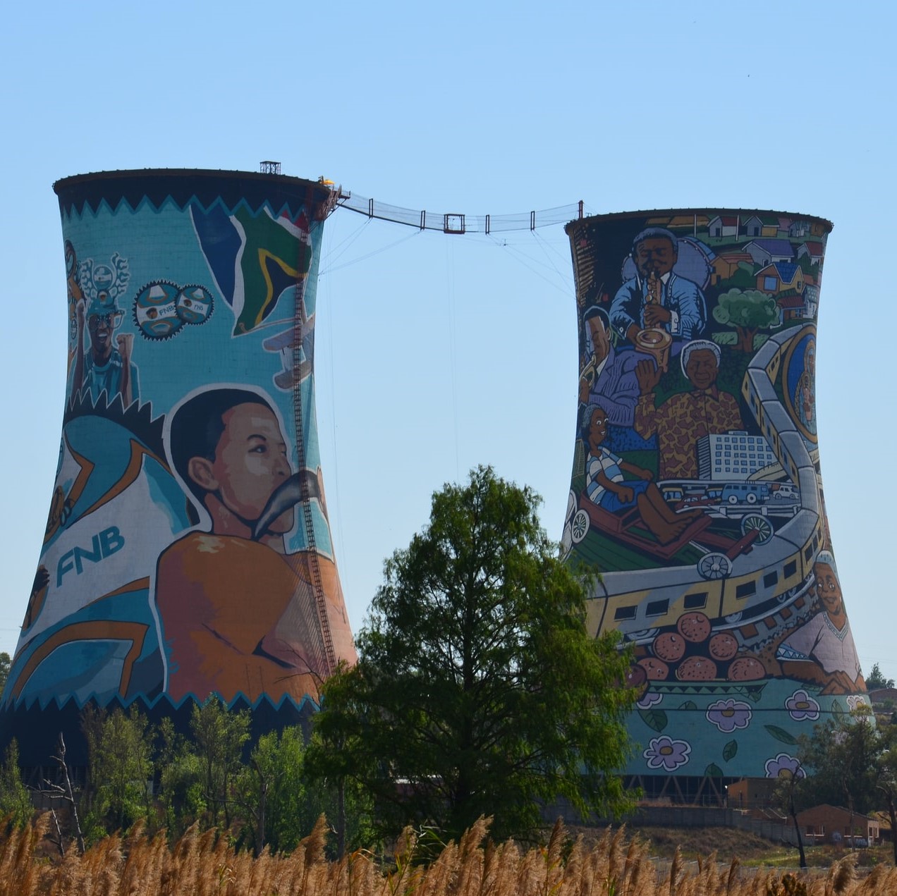 Cooling towers in Soweto used as a Bunjee jumping centre